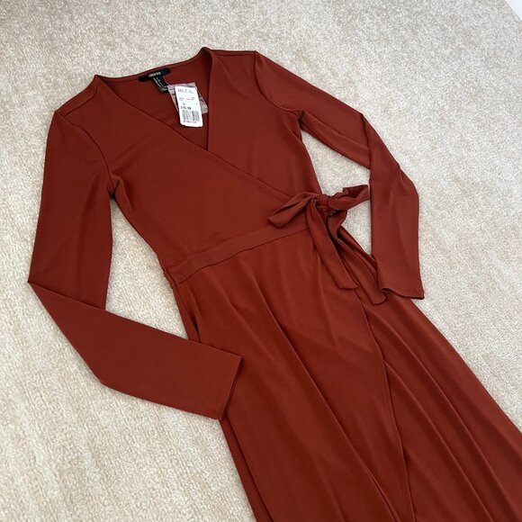 NWT Forever 21 Boho Summer Wrap Long Sleeve Dress S - Picture 3 of 8